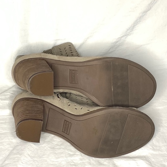 TOMS Tan Leather Peep Toe Ankle Booties - Picture 6 of 6